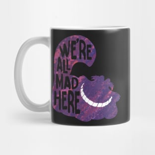 Alice we mad here black Mug